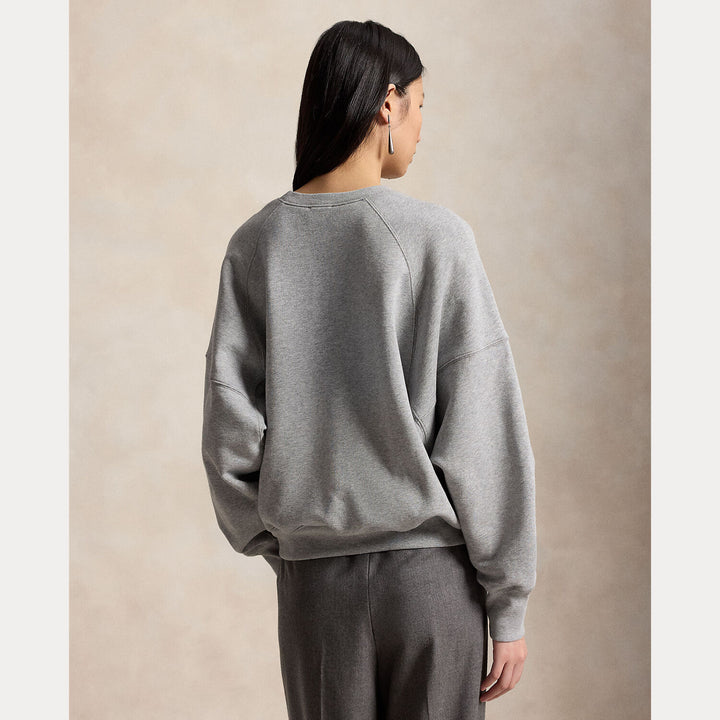 POLO Ralph Lauren Crest Fleece Sweater – Grijs-80% katoen, 20% polyester-DAMES TRUIEN & VESTEN-Grijs