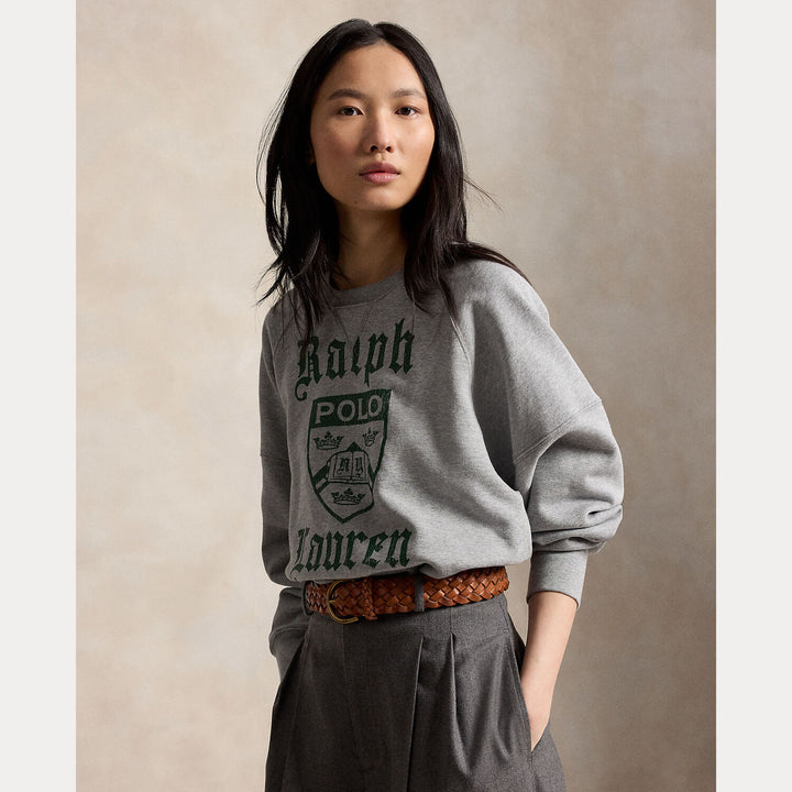 POLO Ralph Lauren Crest Fleece Sweater – Grijs-80% katoen, 20% polyester-DAMES TRUIEN & VESTEN-Grijs