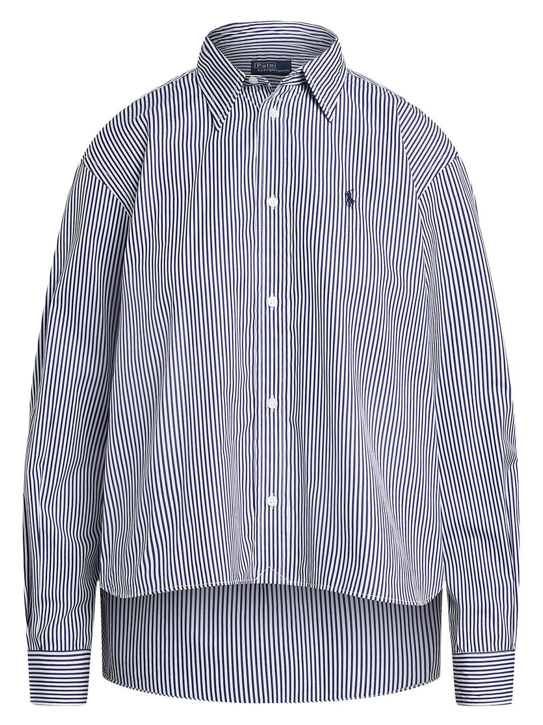 POLO Ralph Lauren Cropped boxy striped shirt-100% katoen-DAMES TOPS & BLOUSES-Blauw