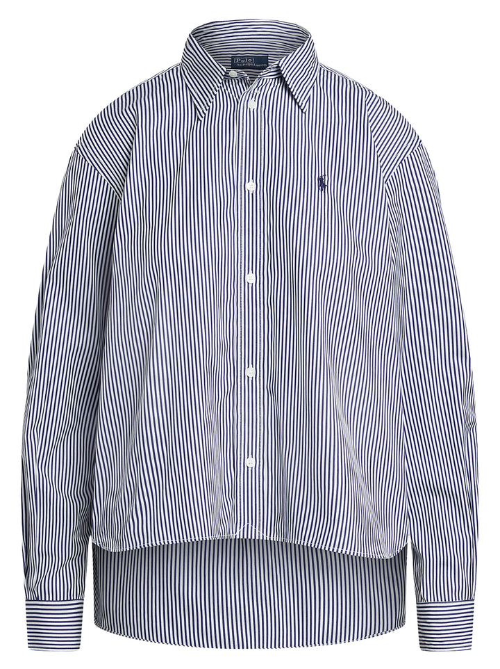 POLO Ralph Lauren Cropped boxy striped shirt-100% katoen-DAMES TOPS & BLOUSES-Blauw