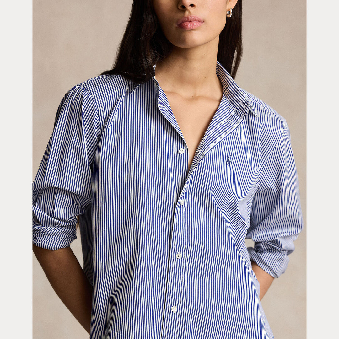 POLO Ralph Lauren Cropped boxy striped shirt-100% katoen-DAMES TOPS & BLOUSES-Blauw