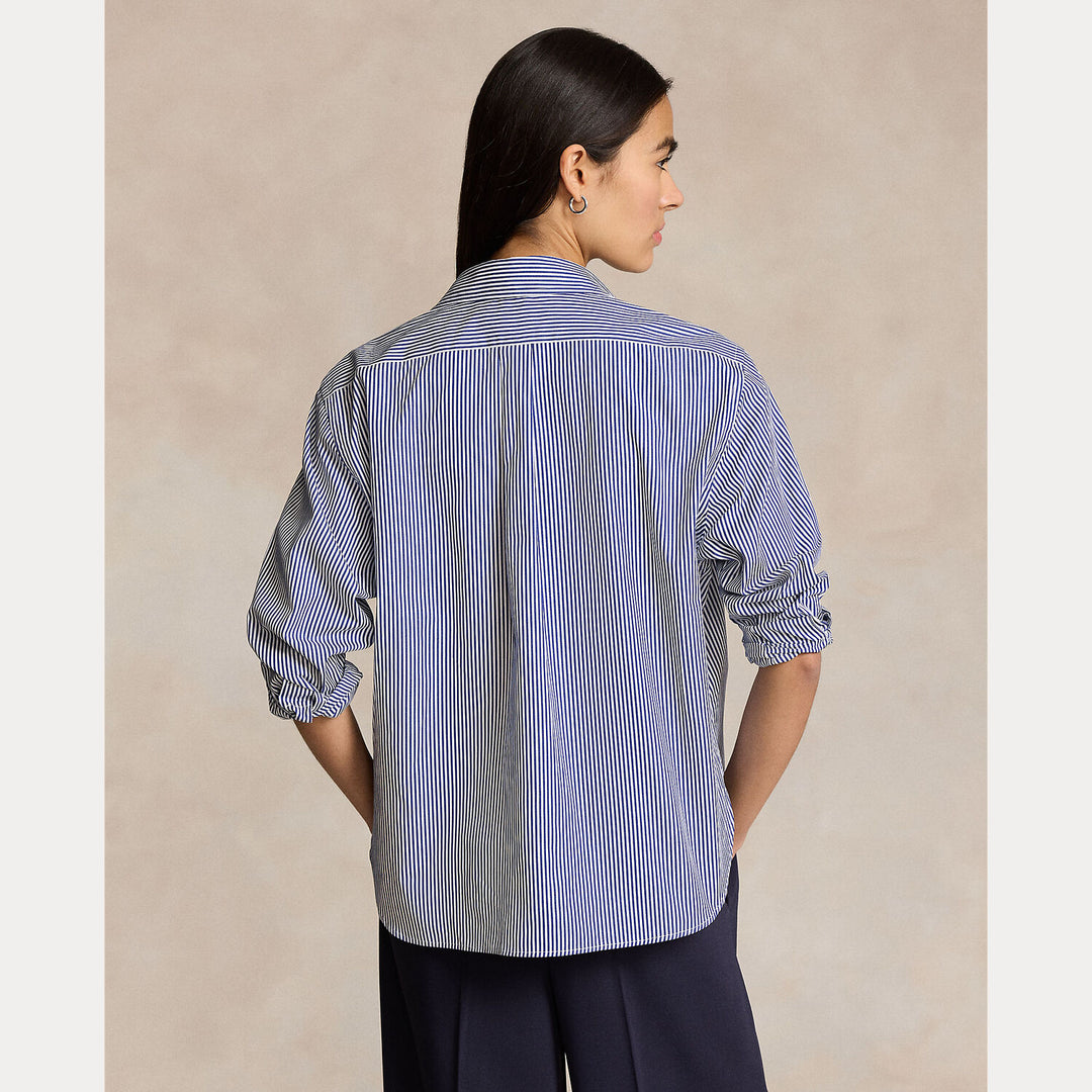 POLO Ralph Lauren Cropped boxy striped shirt-100% katoen-DAMES TOPS & BLOUSES-Blauw