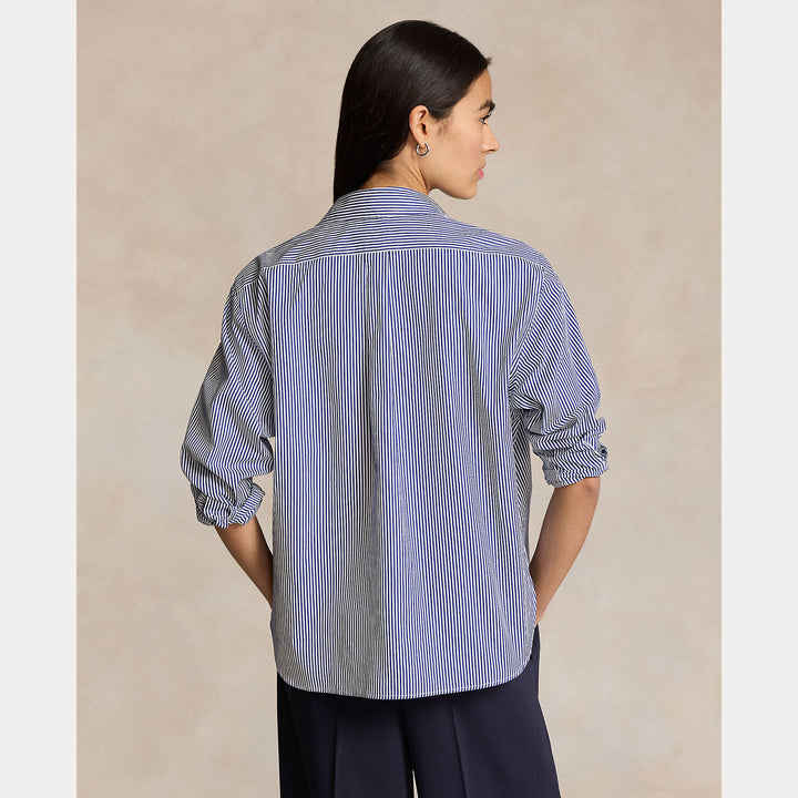 POLO Ralph Lauren Cropped boxy striped shirt-100% katoen-DAMES TOPS & BLOUSES-Blauw