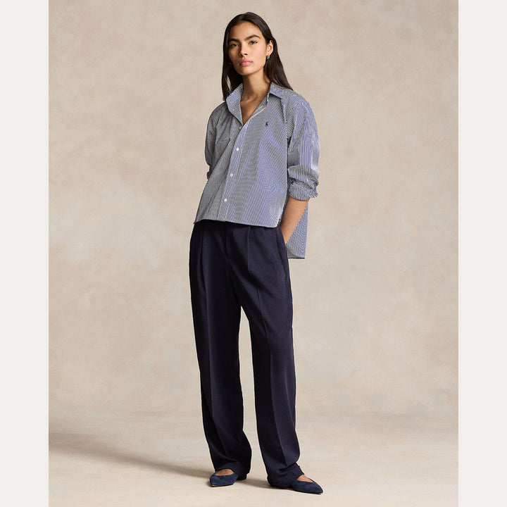 POLO Ralph Lauren Cropped boxy striped shirt-100% katoen-DAMES TOPS & BLOUSES-Blauw