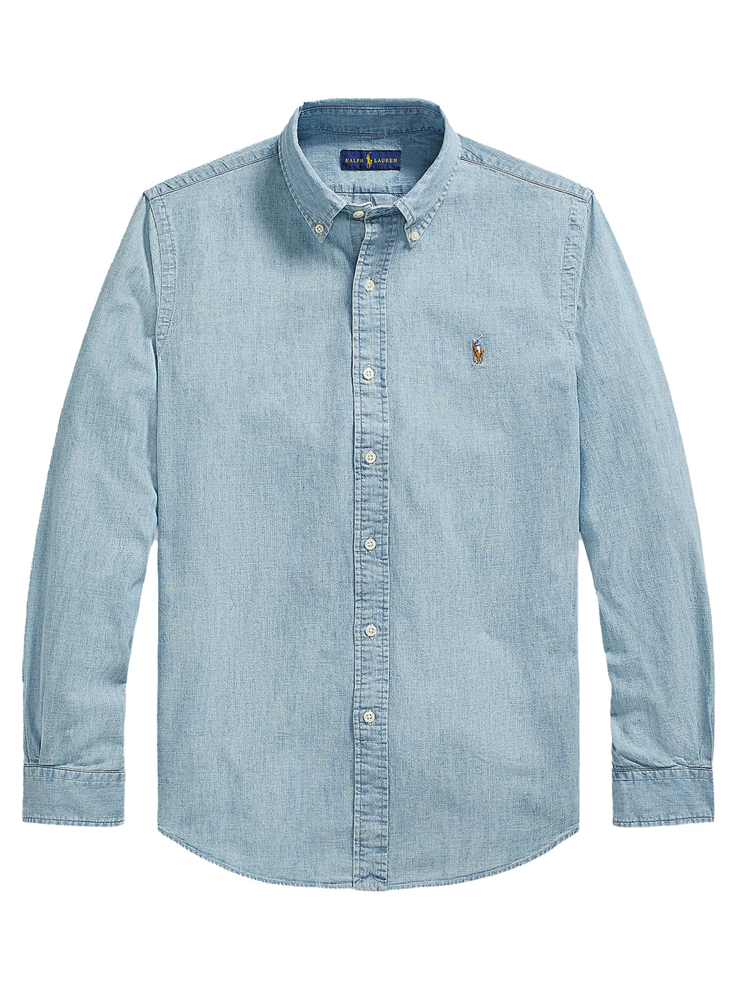 POLO Ralph Lauren Custom Fit Chambray Shirt-100% katoen-HEREN SHIRTS-Blauw
