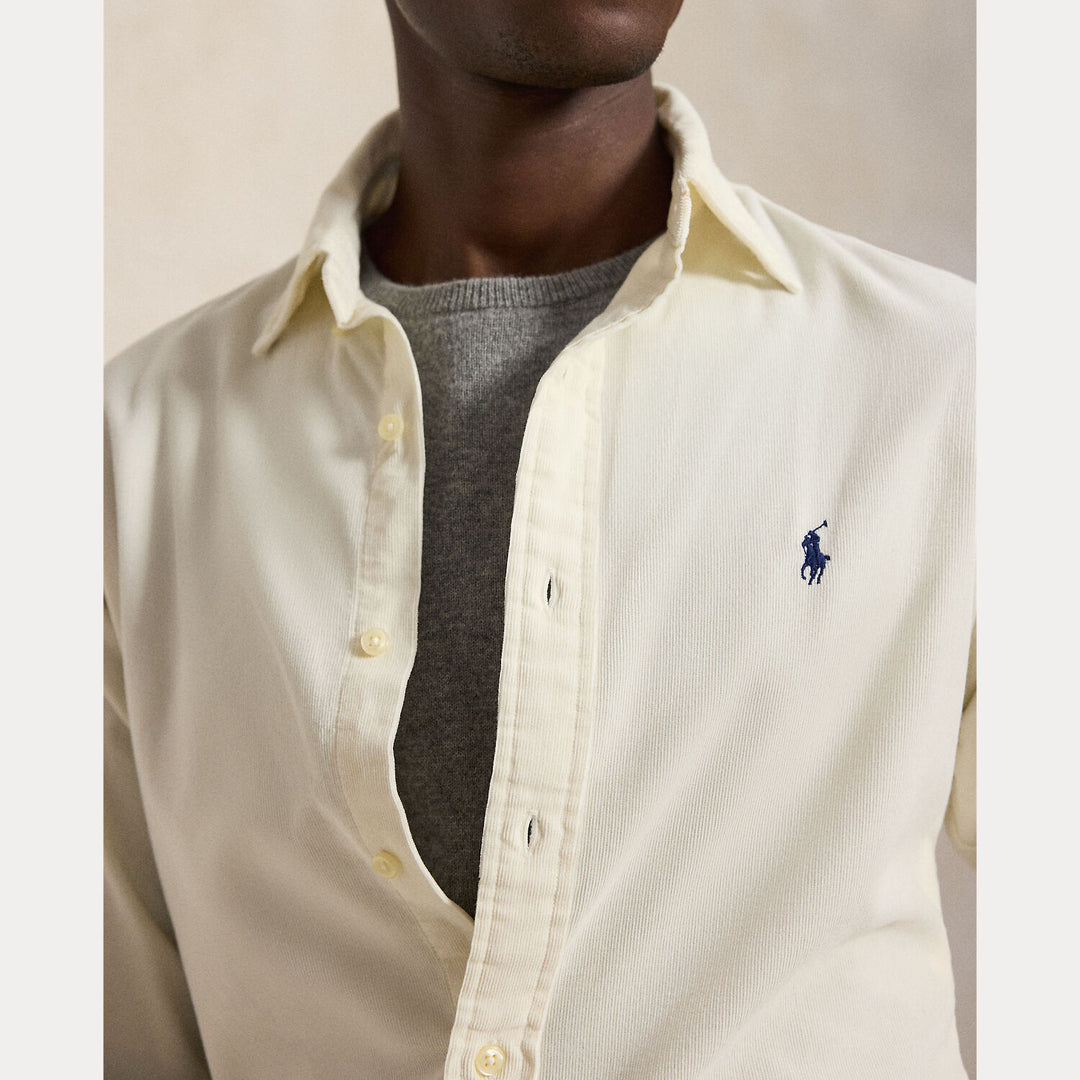 POLO Ralph Lauren Custom Fit Corduroy Shirt – Wit-100% katoen-HEREN SHIRTS-Wit