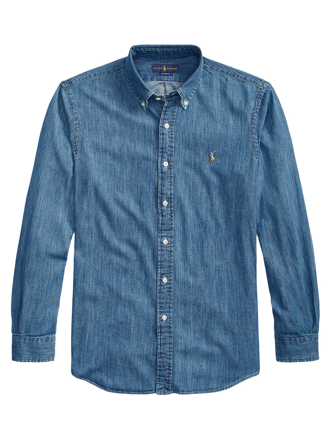 POLO Ralph Lauren Custom Fit Denim Shirt – Blauw-100% katoen-HEREN SHIRTS-Blauw