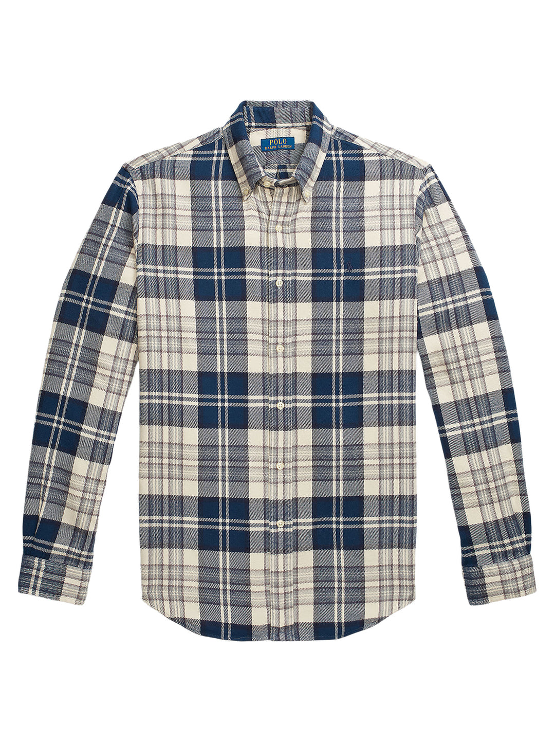 POLO Ralph Lauren Custom Fit Flanellen Ruitshirt –-100% Katoen-HEREN SHIRTS-Blauw