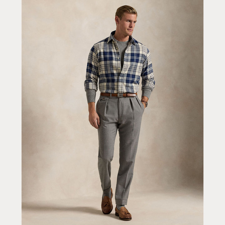 POLO Ralph Lauren Custom Fit Flanellen Ruitshirt –-100% Katoen-HEREN SHIRTS-Blauw