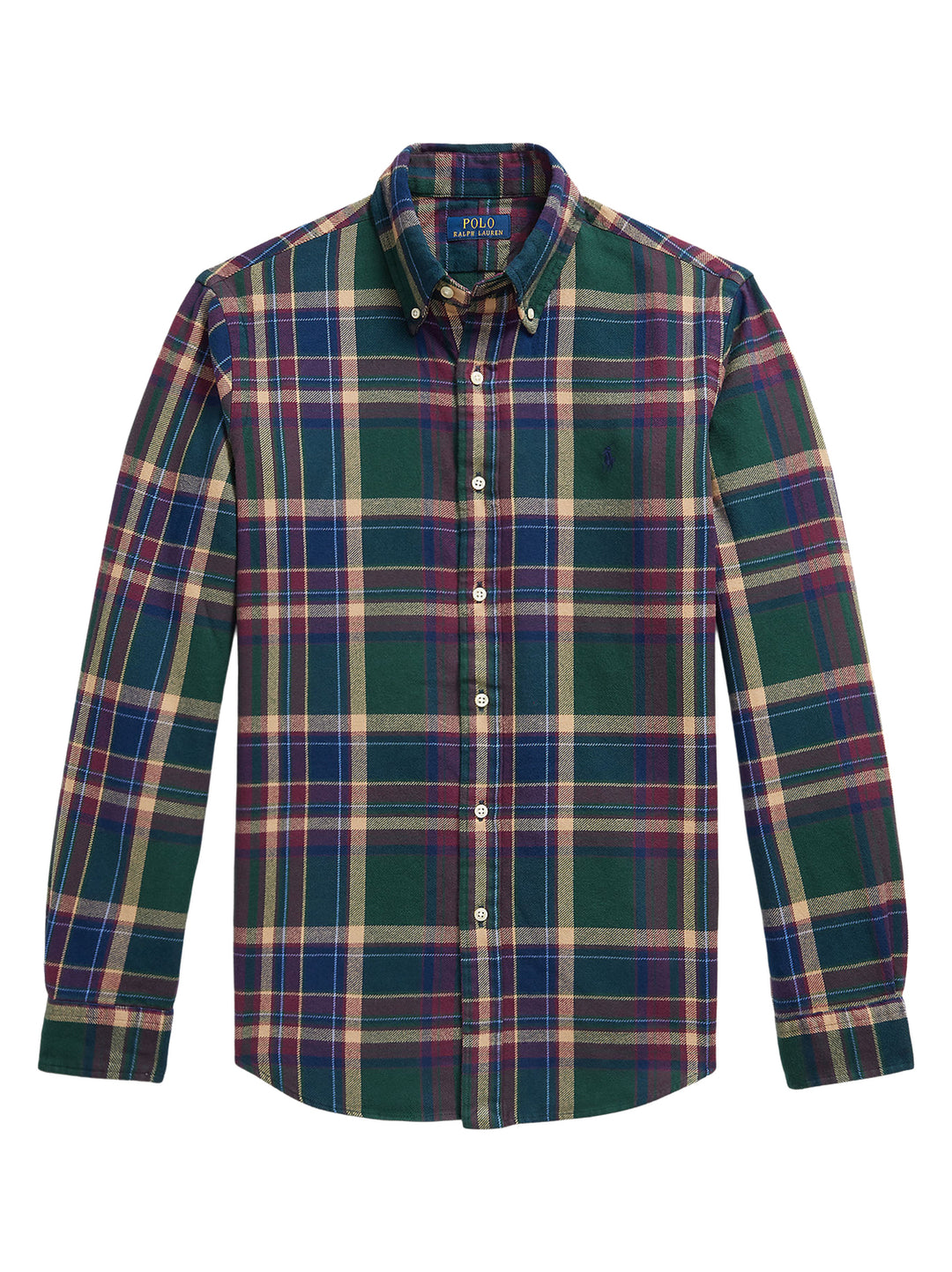 POLO Ralph Lauren Custom Fit Flanellen Ruitshirt –-100% katoen-HEREN SHIRTS-Groen