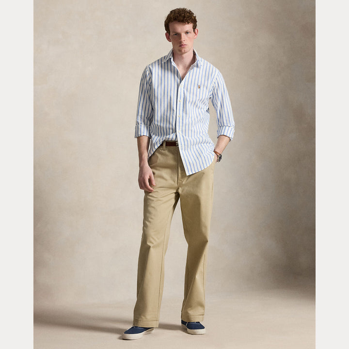 POLO Ralph Lauren Custom Fit Linnen Shirt – Blauw-100% katoen-HEREN SHIRTS-Blauw