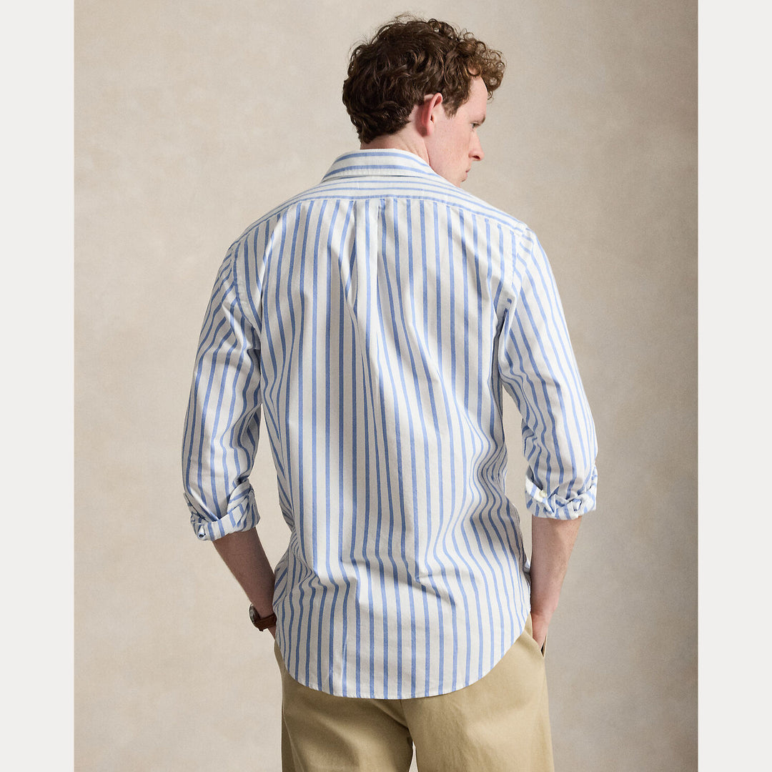 POLO Ralph Lauren Custom Fit Linnen Shirt – Blauw-100% katoen-HEREN SHIRTS-Blauw