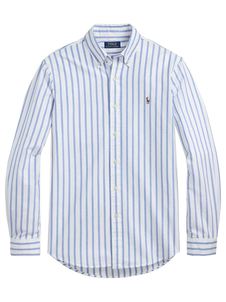 POLO Ralph Lauren Custom Fit Linnen Shirt – Blauw-100% katoen-HEREN SHIRTS-Blauw