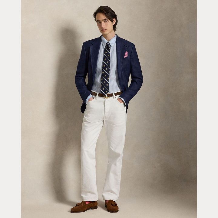 POLO Ralph Lauren Custom Fit Linnen Shirt – Blauw-100% linnen-HEREN SHIRTS-Blauw