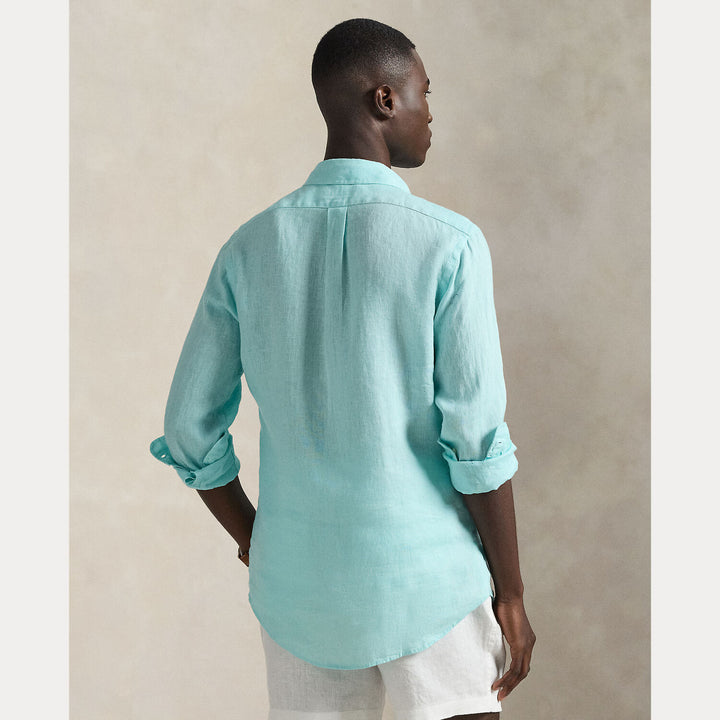POLO Ralph Lauren Custom Fit Linnen Shirt – Blauw-100% linnen-HEREN SHIRTS-Blauw