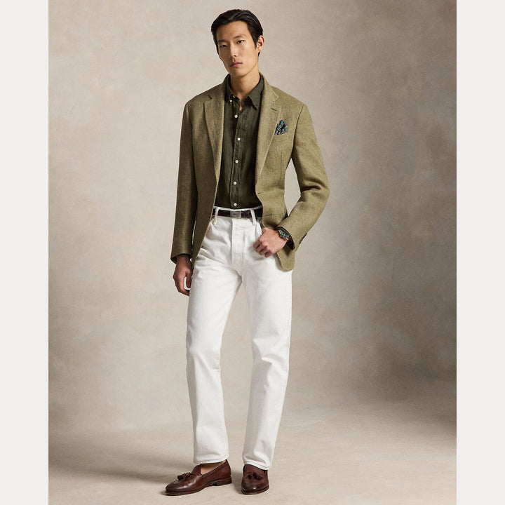 POLO Ralph Lauren Custom Fit Linnen Shirt – Groen-100% linnen-HEREN SHIRTS-Groen