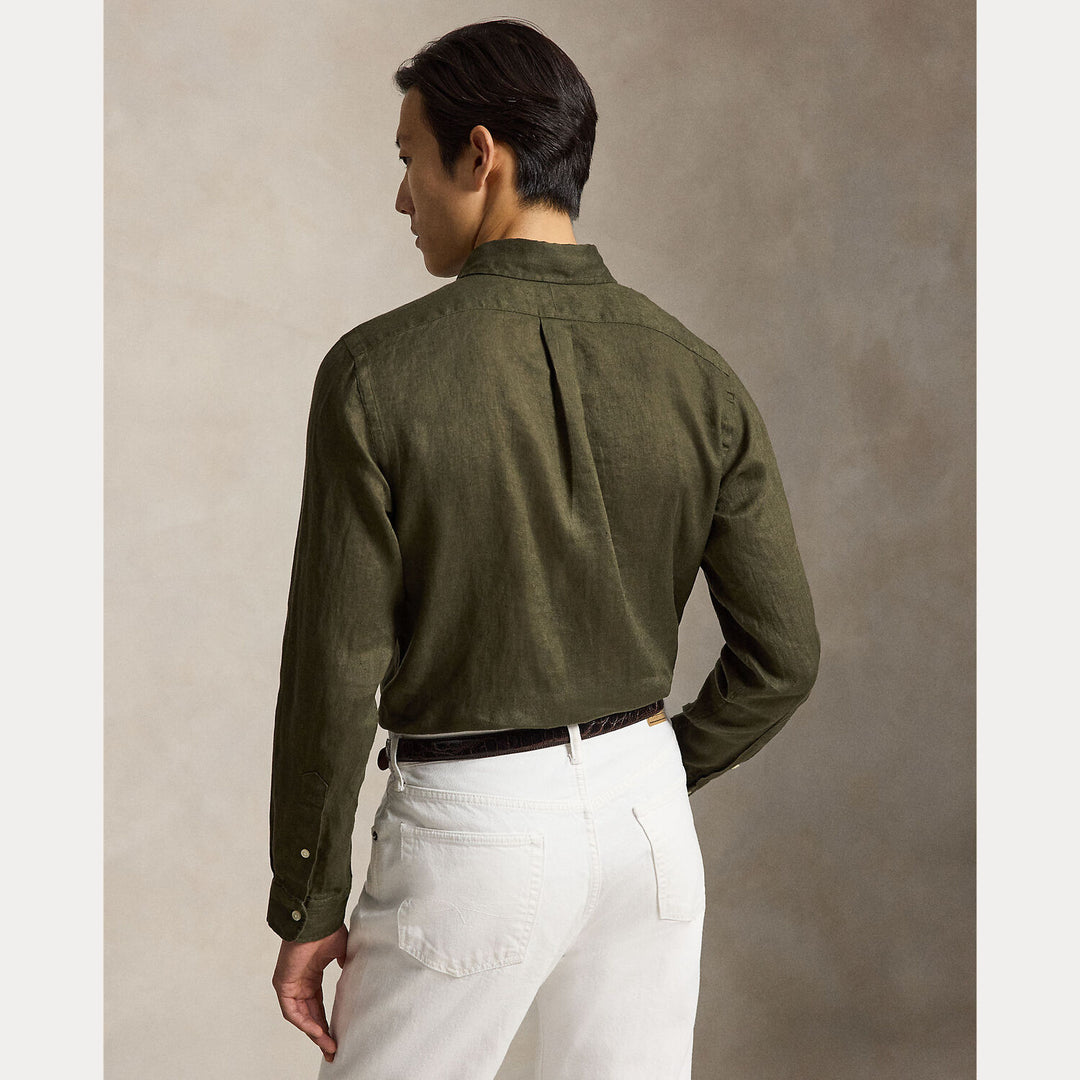POLO Ralph Lauren Custom Fit Linnen Shirt – Groen-100% linnen-HEREN SHIRTS-Groen