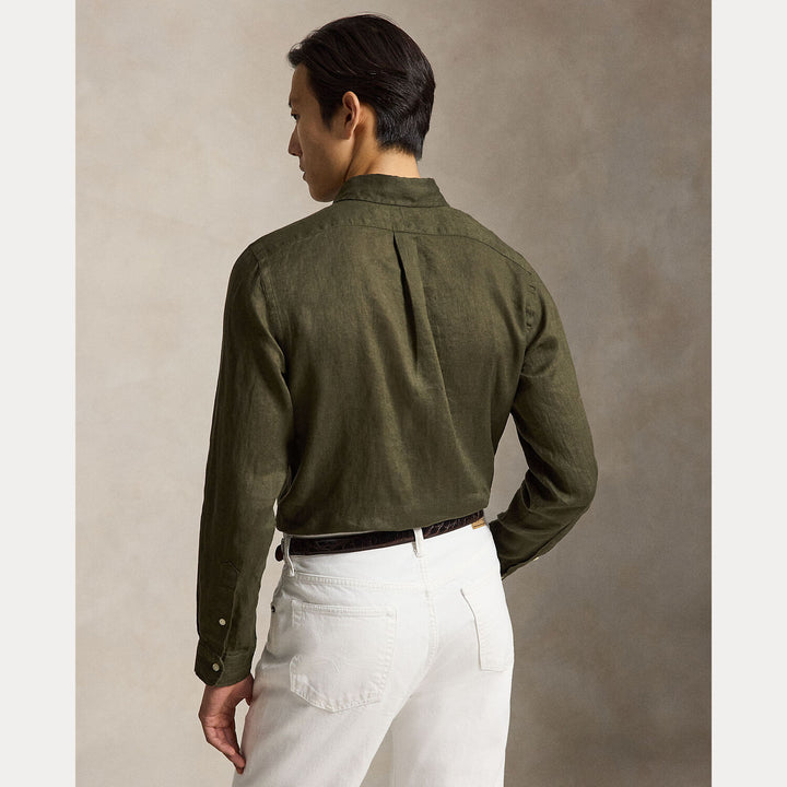 POLO Ralph Lauren Custom Fit Linnen Shirt – Groen-100% linnen-HEREN SHIRTS-Groen