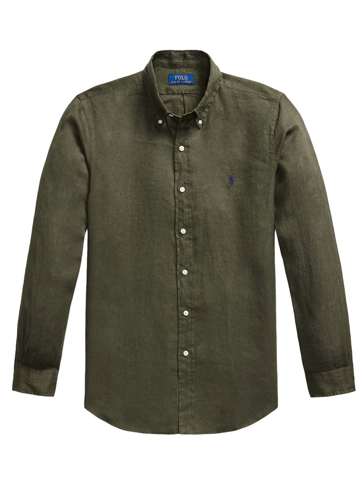 POLO Ralph Lauren Custom Fit Linnen Shirt – Groen-100% linnen-HEREN SHIRTS-Groen