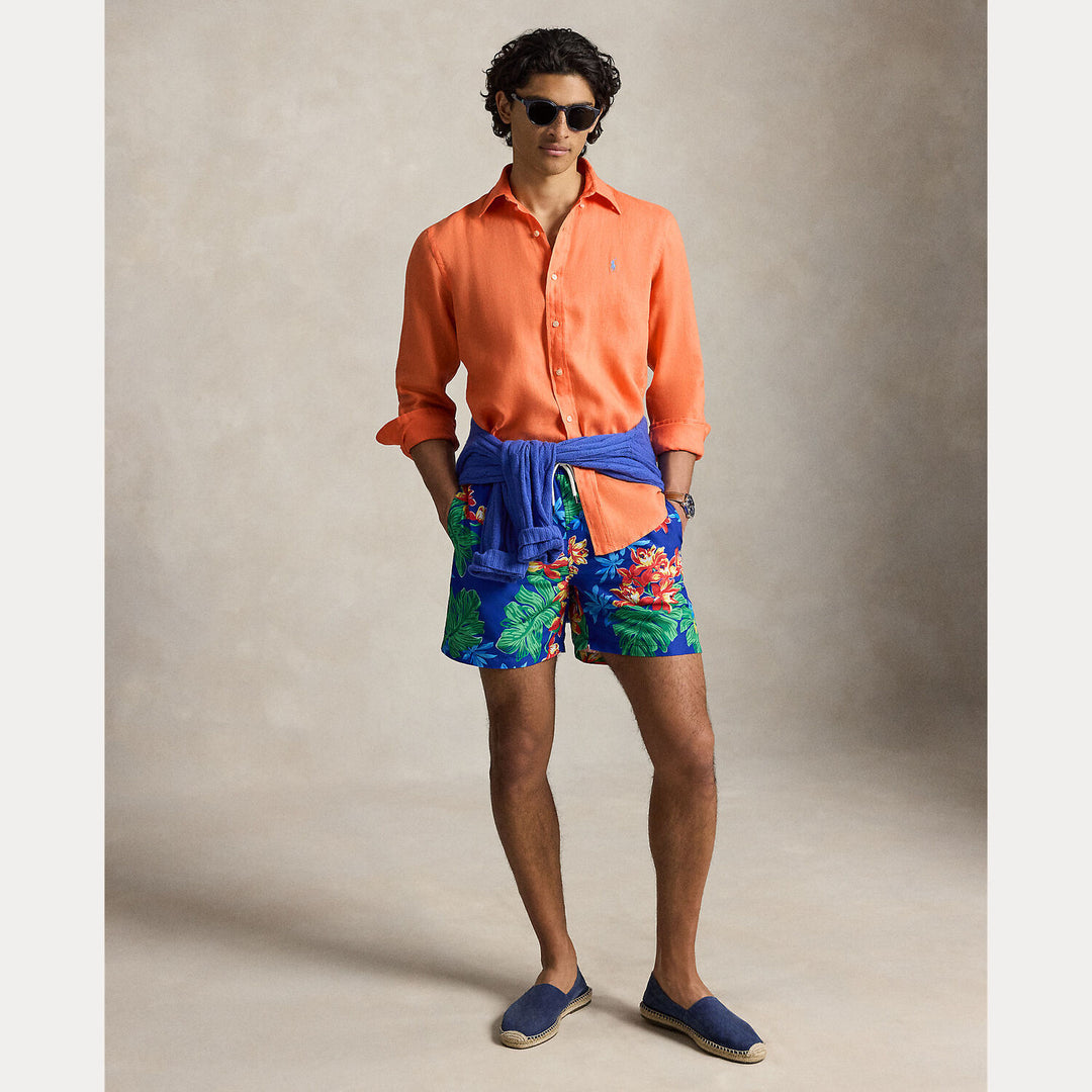 POLO Ralph Lauren Custom Fit Linnen Shirt – Oranje-100% linnen-HEREN SHIRTS-Oranje