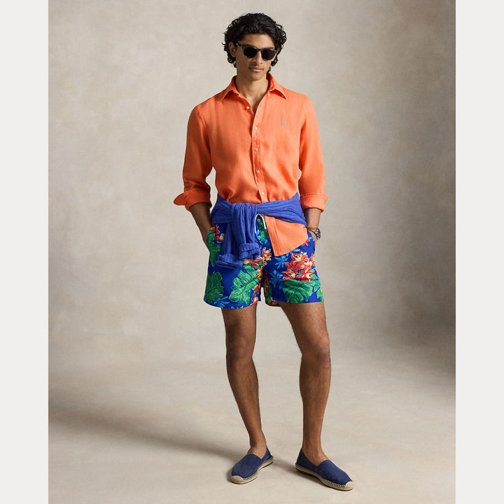 POLO Ralph Lauren Custom Fit Linnen Shirt – Oranje-100% linnen-HEREN SHIRTS-Oranje