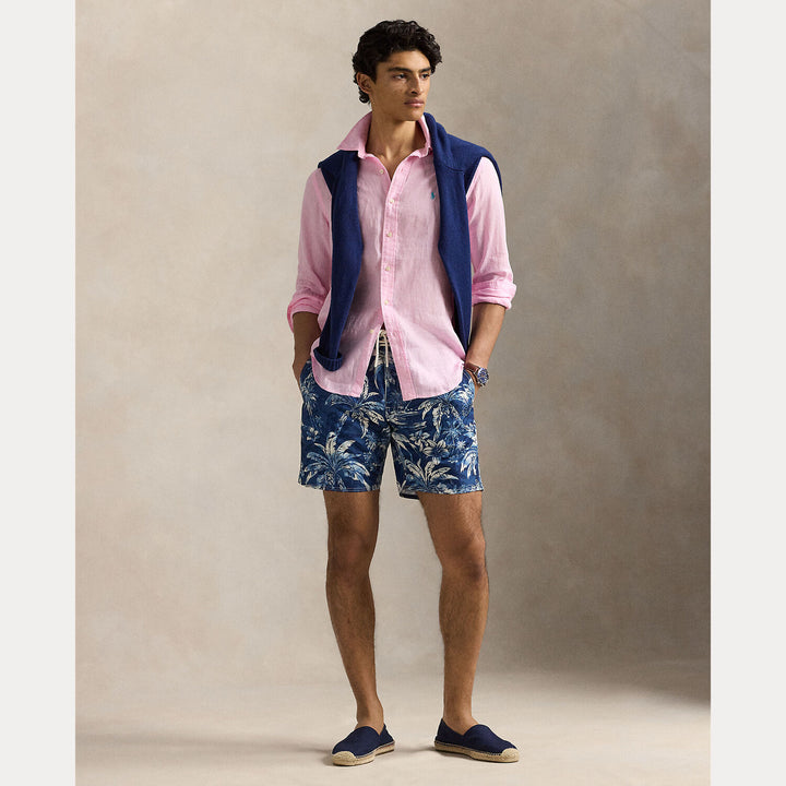 POLO Ralph Lauren Custom Fit Linnen Shirt – Roze-100% linnen-HEREN SHIRTS-Roze