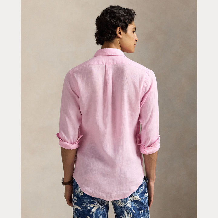 POLO Ralph Lauren Custom Fit Linnen Shirt – Roze-100% linnen-HEREN SHIRTS-Roze