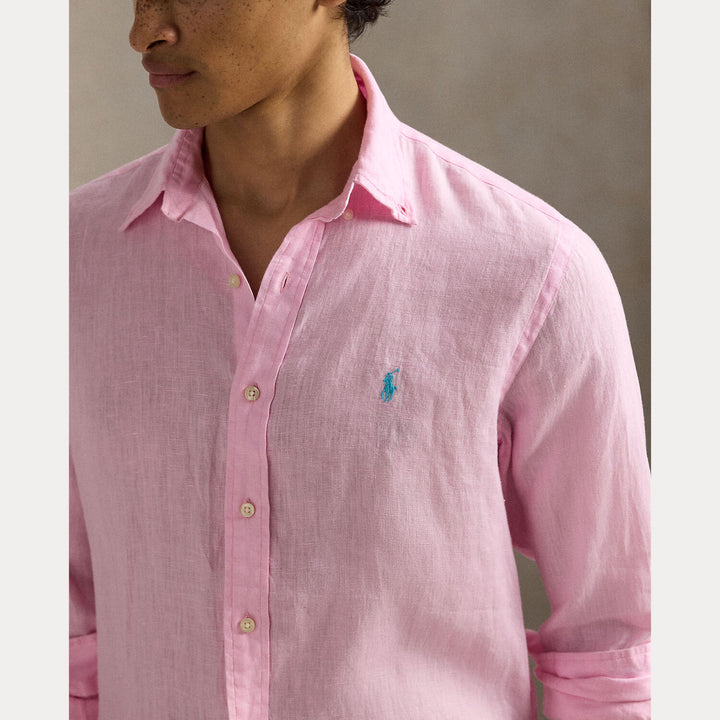 POLO Ralph Lauren Custom Fit Linnen Shirt – Roze-100% linnen-HEREN SHIRTS-Roze