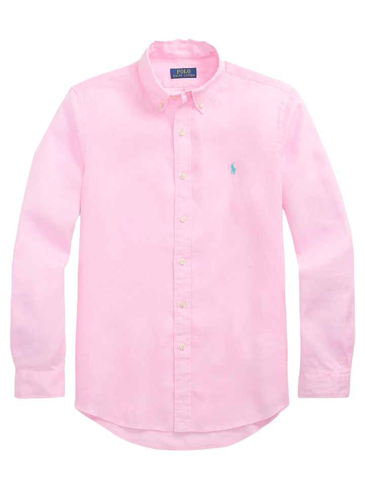 POLO Ralph Lauren Custom Fit Linnen Shirt – Roze-100% linnen-HEREN SHIRTS-Roze