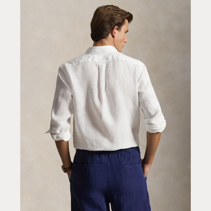 POLO Ralph Lauren Custom Fit Linnen Shirt – Wit-100% linnen-HEREN SHIRTS-Wit
