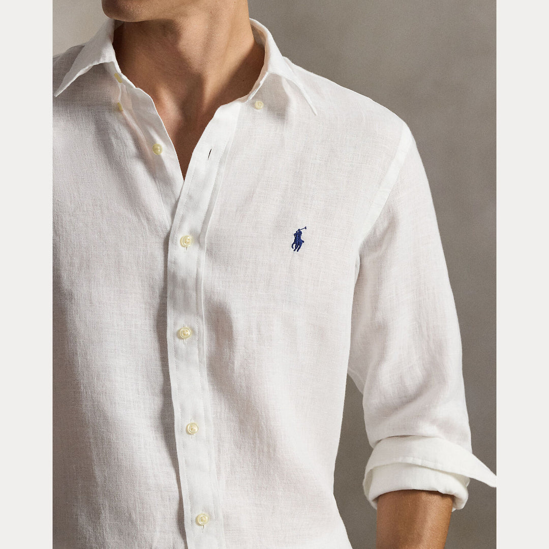 POLO Ralph Lauren Custom Fit Linnen Shirt – Wit-100% linnen-HEREN SHIRTS-Wit