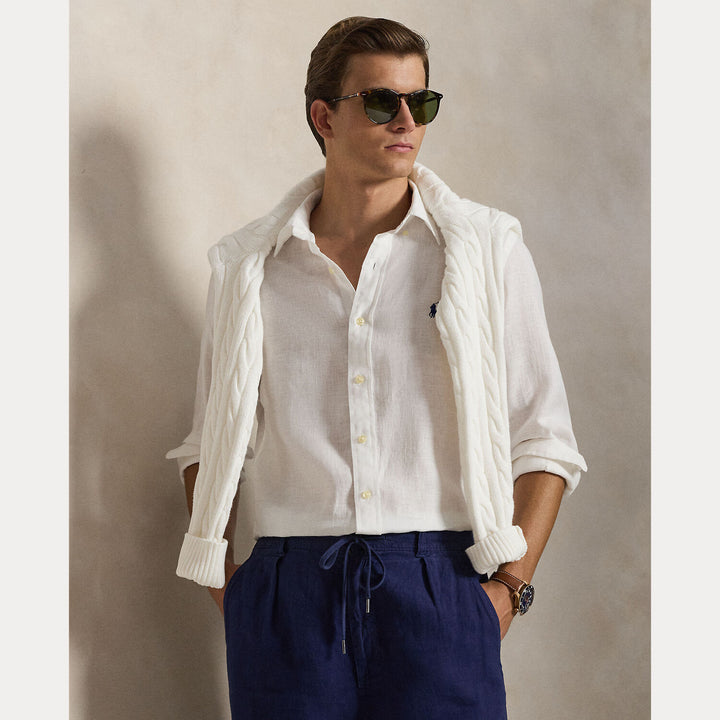 POLO Ralph Lauren Custom Fit Linnen Shirt – Wit-100% linnen-HEREN SHIRTS-Wit