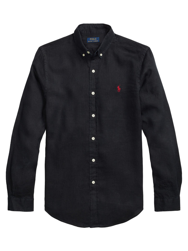 POLO Ralph Lauren Custom Fit Linnen Shirt – Zwart-100% linnen-HEREN SHIRTS-Zwart