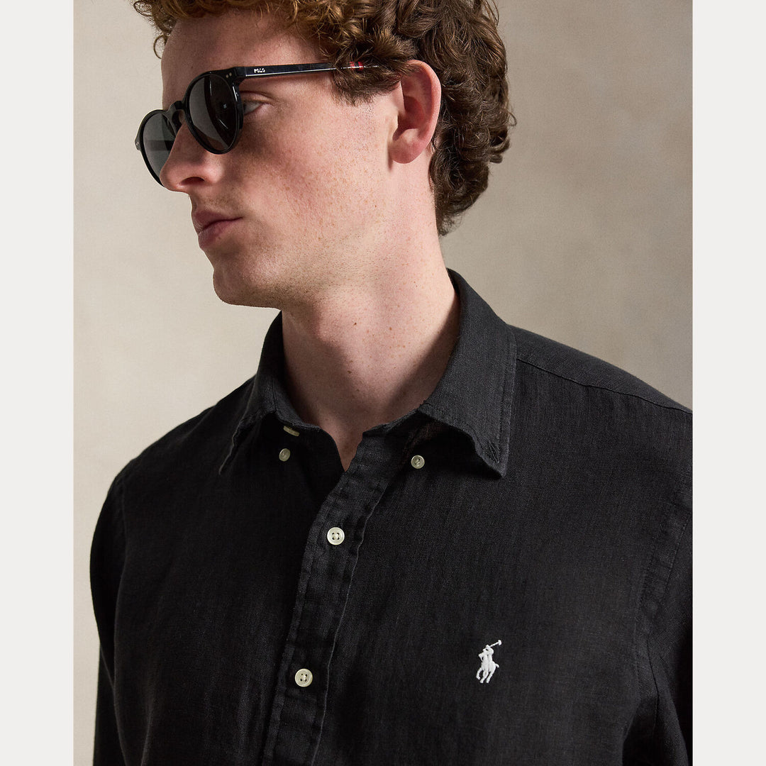 POLO Ralph Lauren Custom Fit Linnen Shirt – Zwart-100% linnen-HEREN SHIRTS-Zwart