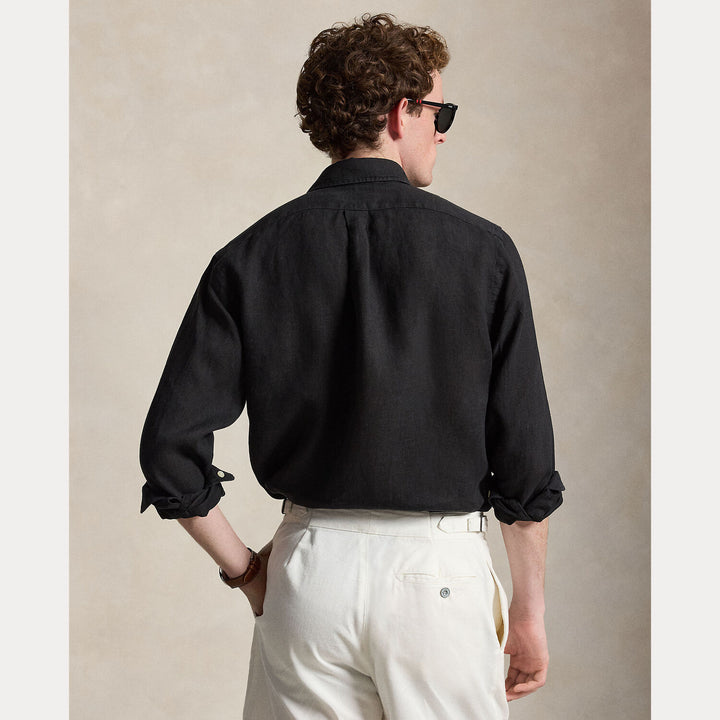 POLO Ralph Lauren Custom Fit Linnen Shirt – Zwart-100% linnen-HEREN SHIRTS-Zwart