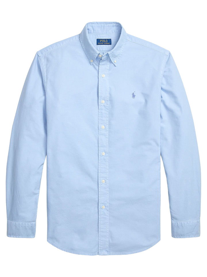 POLO Ralph Lauren Custom Fit Oxford Shirt – Blauw-100% katoen-HEREN SHIRTS-Blauw