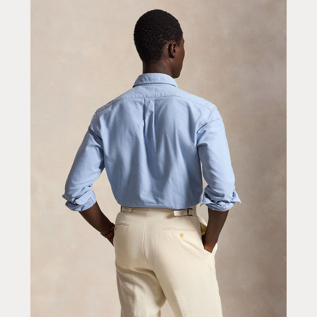 POLO Ralph Lauren Custom Fit Oxford Shirt – Blauw-100% katoen-HEREN SHIRTS-Blauw