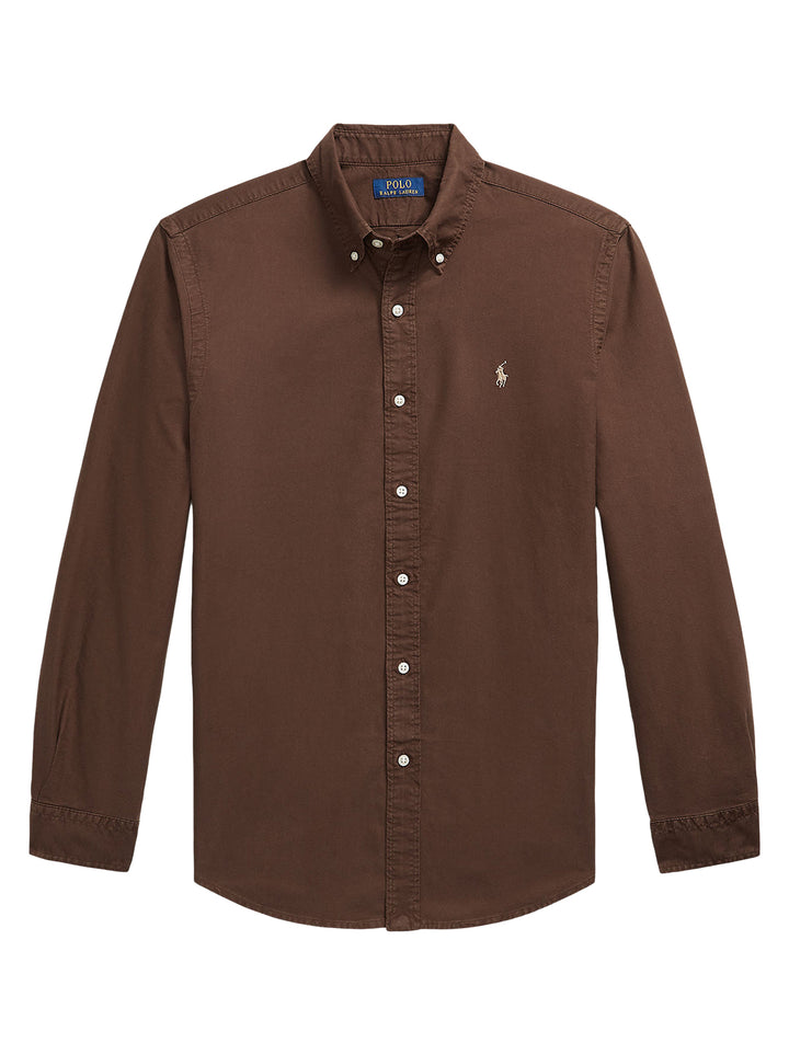POLO Ralph Lauren Custom Fit Oxford Shirt – Bruin-100% katoen-HEREN SHIRTS-Bruin