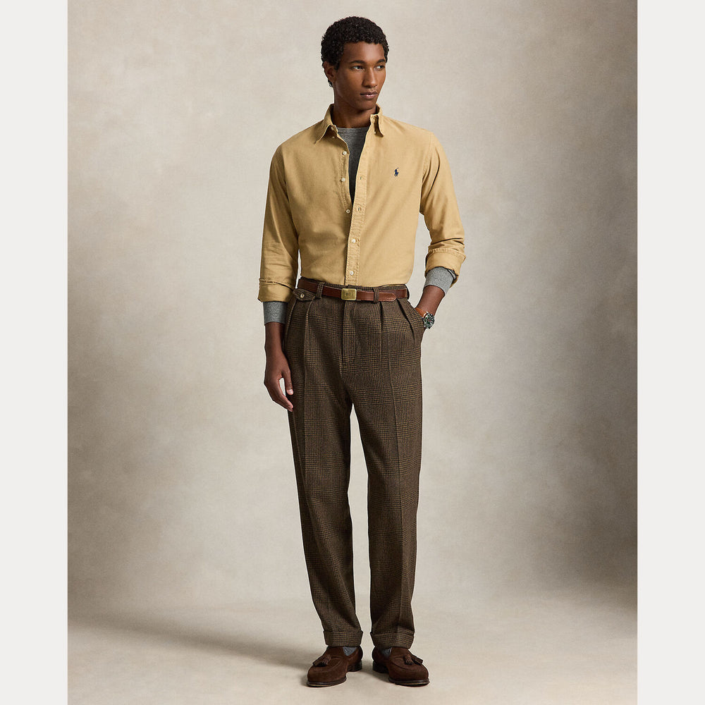 POLO Ralph Lauren Custom Fit Oxford Shirt – Bruin-100% katoen-HEREN SHIRTS-Bruin
