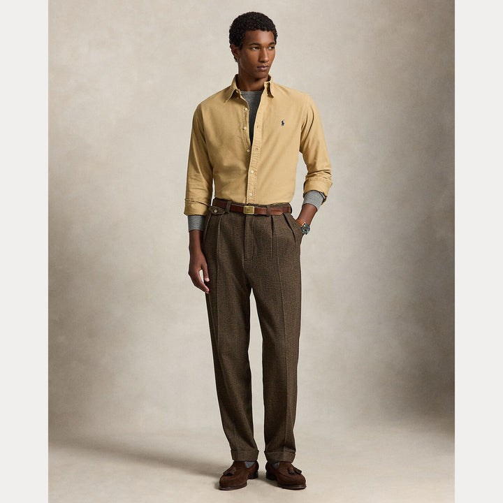 POLO Ralph Lauren Custom Fit Oxford Shirt – Bruin-100% katoen-HEREN SHIRTS-Bruin