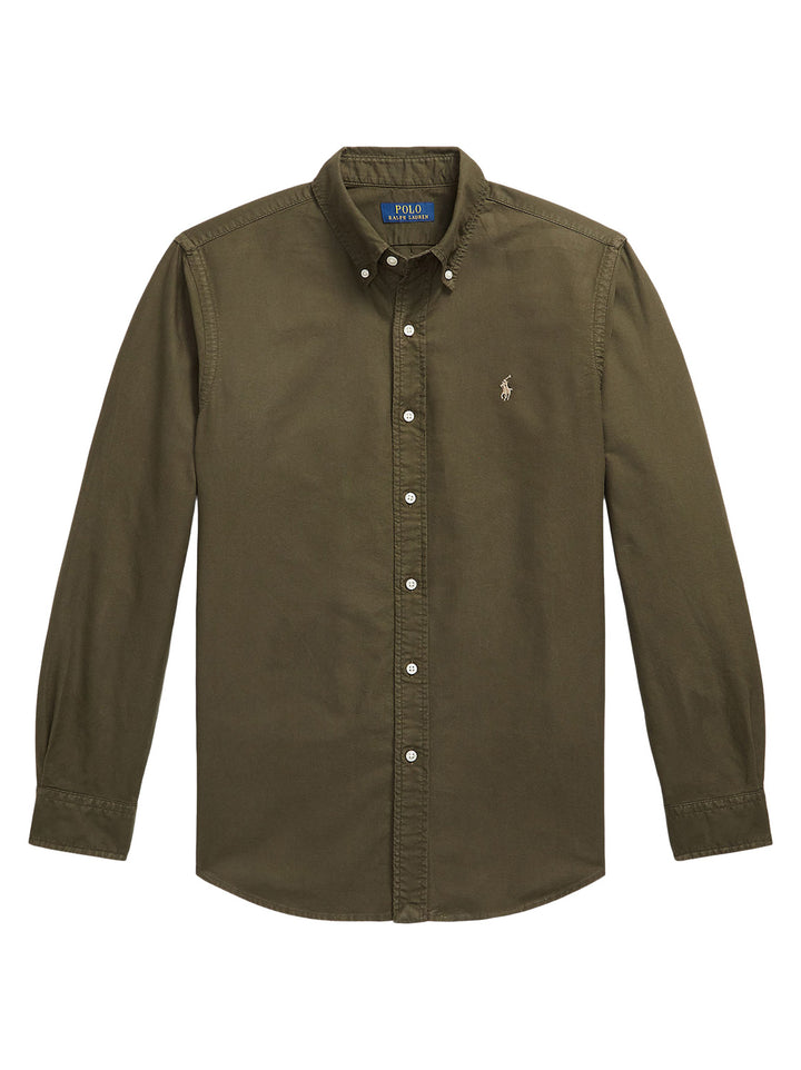 POLO Ralph Lauren Custom Fit Oxford Shirt – Groen-100% katoen-HEREN SHIRTS-Groen