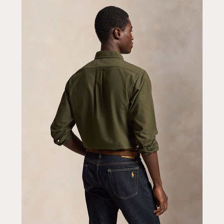 POLO Ralph Lauren Custom Fit Oxford Shirt – Groen-100% katoen-HEREN SHIRTS-Groen