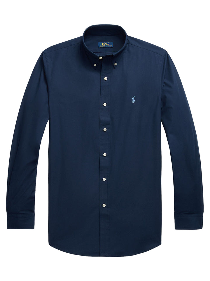 POLO Ralph Lauren Custom Fit Poplin shirt -91% Katoen<br />9% Elastaan-HEREN SHIRTS-Blauw
