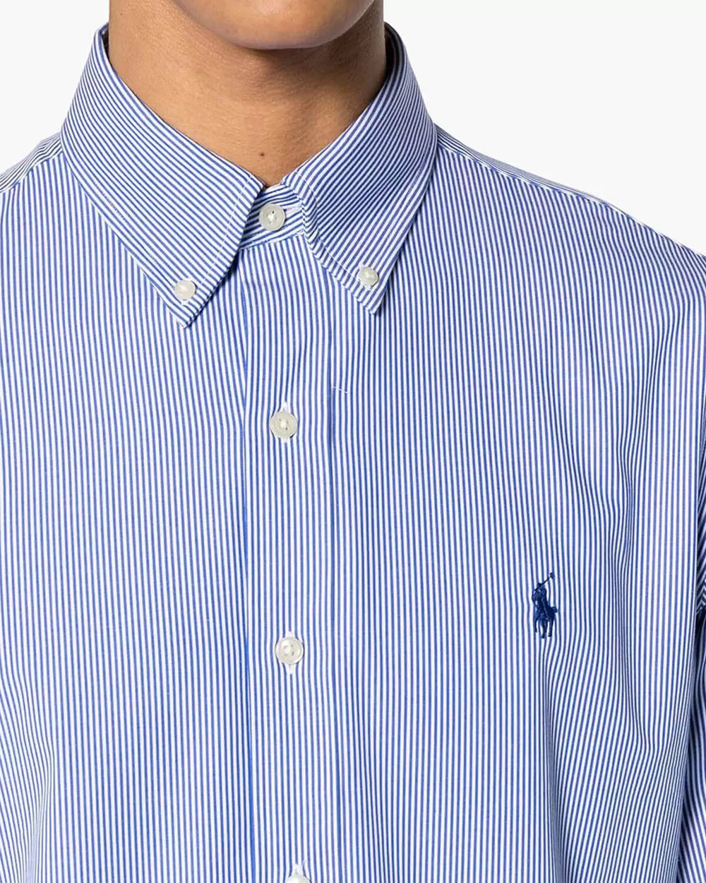 POLO Ralph Lauren Custom Fit Poplin shirt -91% Katoen<br />9% Elastaan-HEREN SHIRTS-Blauw