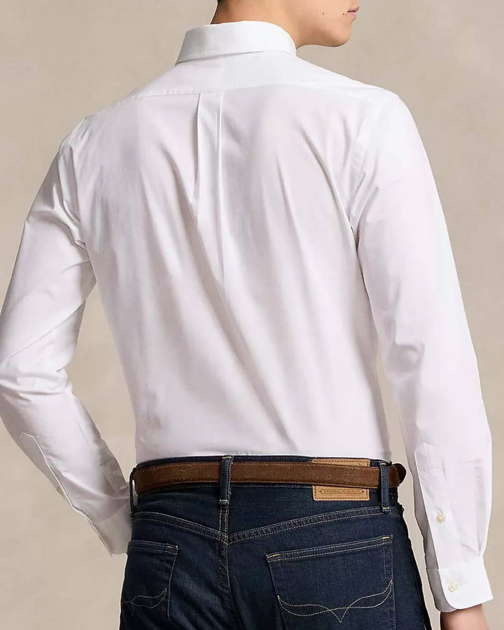 POLO Ralph Lauren Custom Fit poplin shirt-91% Katoen<br />9% Elastaan-HEREN SHIRTS-Wit