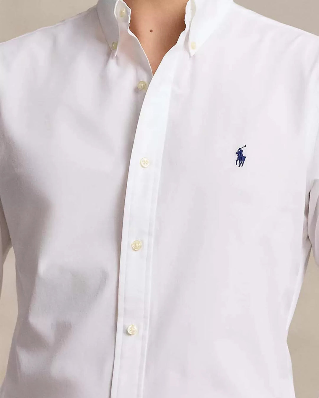 POLO Ralph Lauren Custom Fit poplin shirt-91% Katoen<br />9% Elastaan-HEREN SHIRTS-Wit