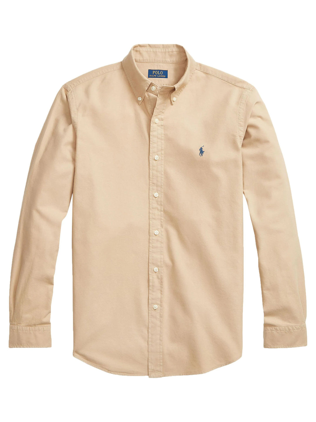 POLO Ralph lauren Custom Fit shirt khaki-100% Katoen-HEREN SHIRTS-Bruin