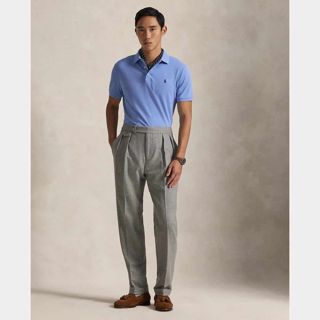 POLO Ralph Lauren Custom Slim Fit Mesh Polo-100% katoen-HEREN POLO'S & T-SHIRTS-Blauw