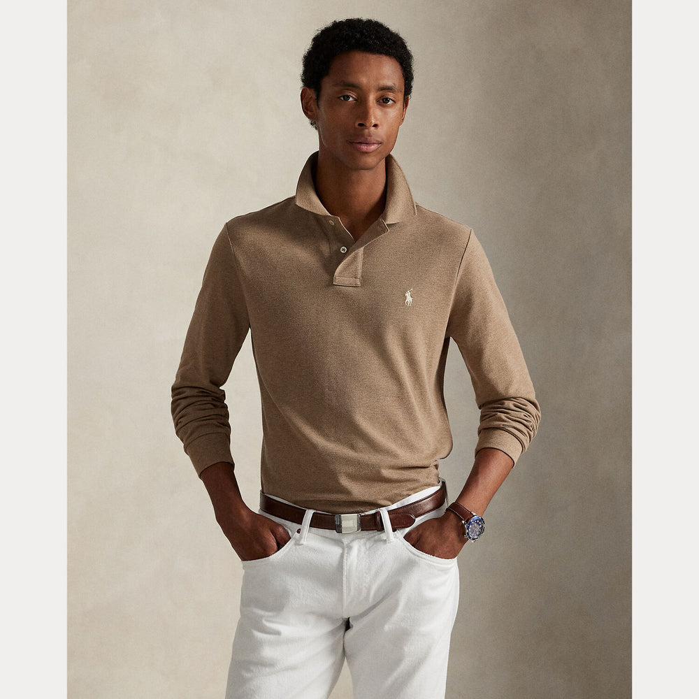 POLO Ralph Lauren Custom Slim Fit Mesh Polo Shirt-100% katoen-HEREN POLO'S & T-SHIRTS-Beige