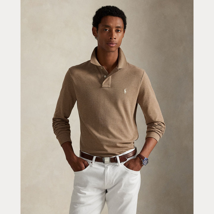 POLO Ralph Lauren Custom Slim Fit Mesh Polo Shirt-100% katoen-HEREN POLO'S & T-SHIRTS-Beige